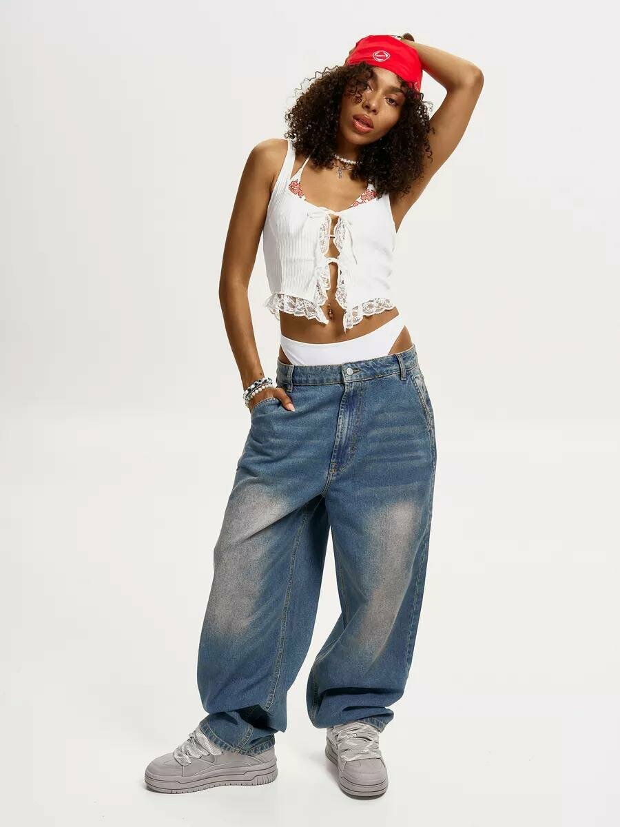 Джинсы багги F17 JEANS, размер 28 US (40-42), синий — фото 1