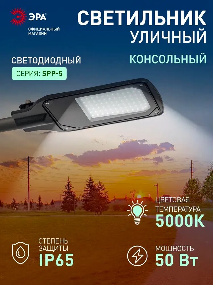 Светильник светодиодный уличный настенный консольный ЭРА SPP-504 50Вт 220в