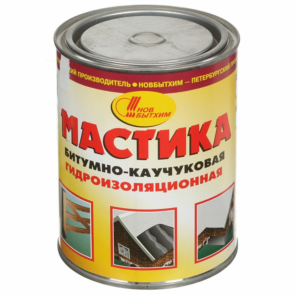 Мастика битумно-каучуковая НовБытХим 1 л для гидроизоляции и кровли Россия