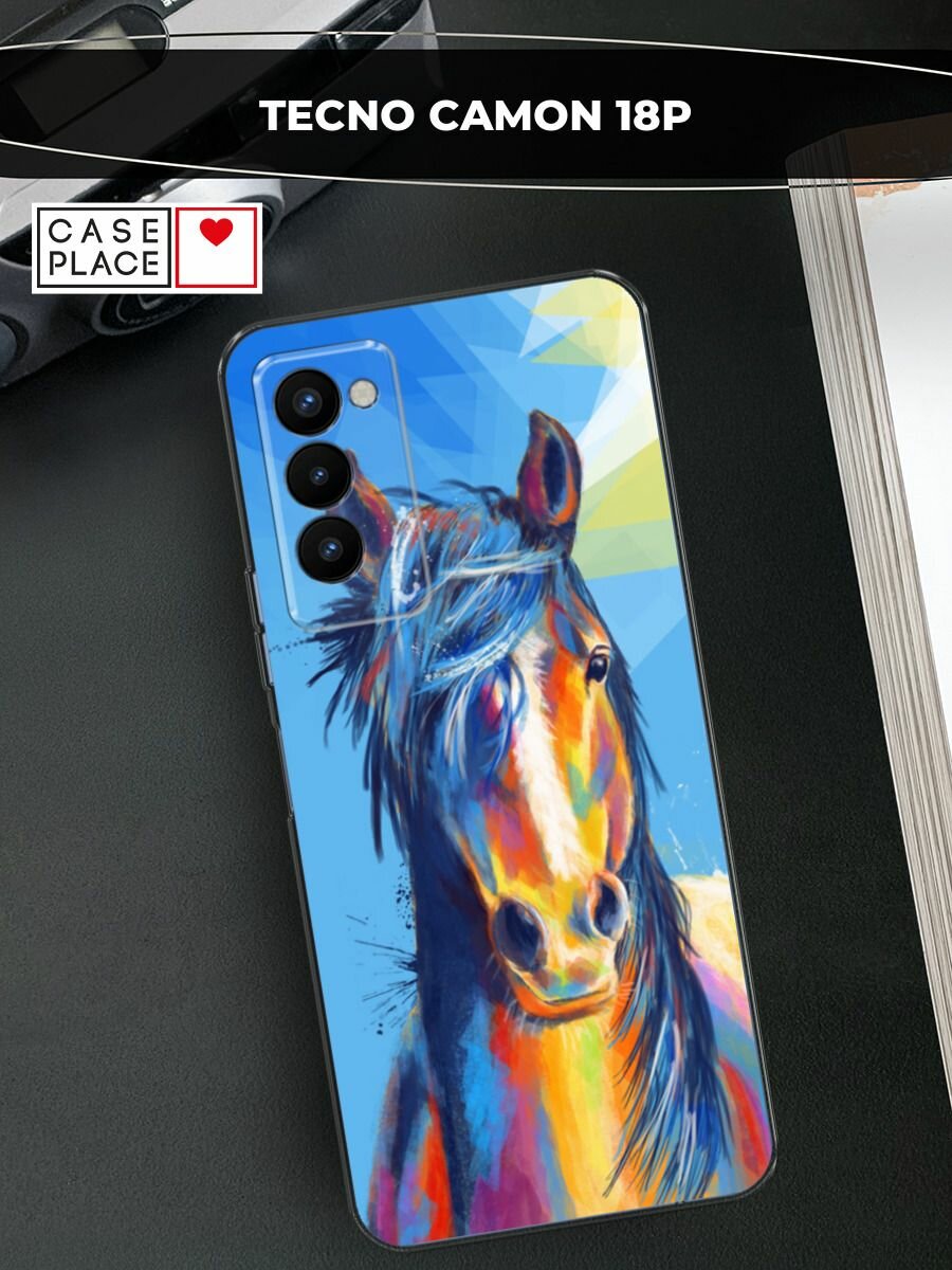 Чехол на Tecno Camon 18P / Техно Камон 18Р с принтом "Лошадь арт 3"
