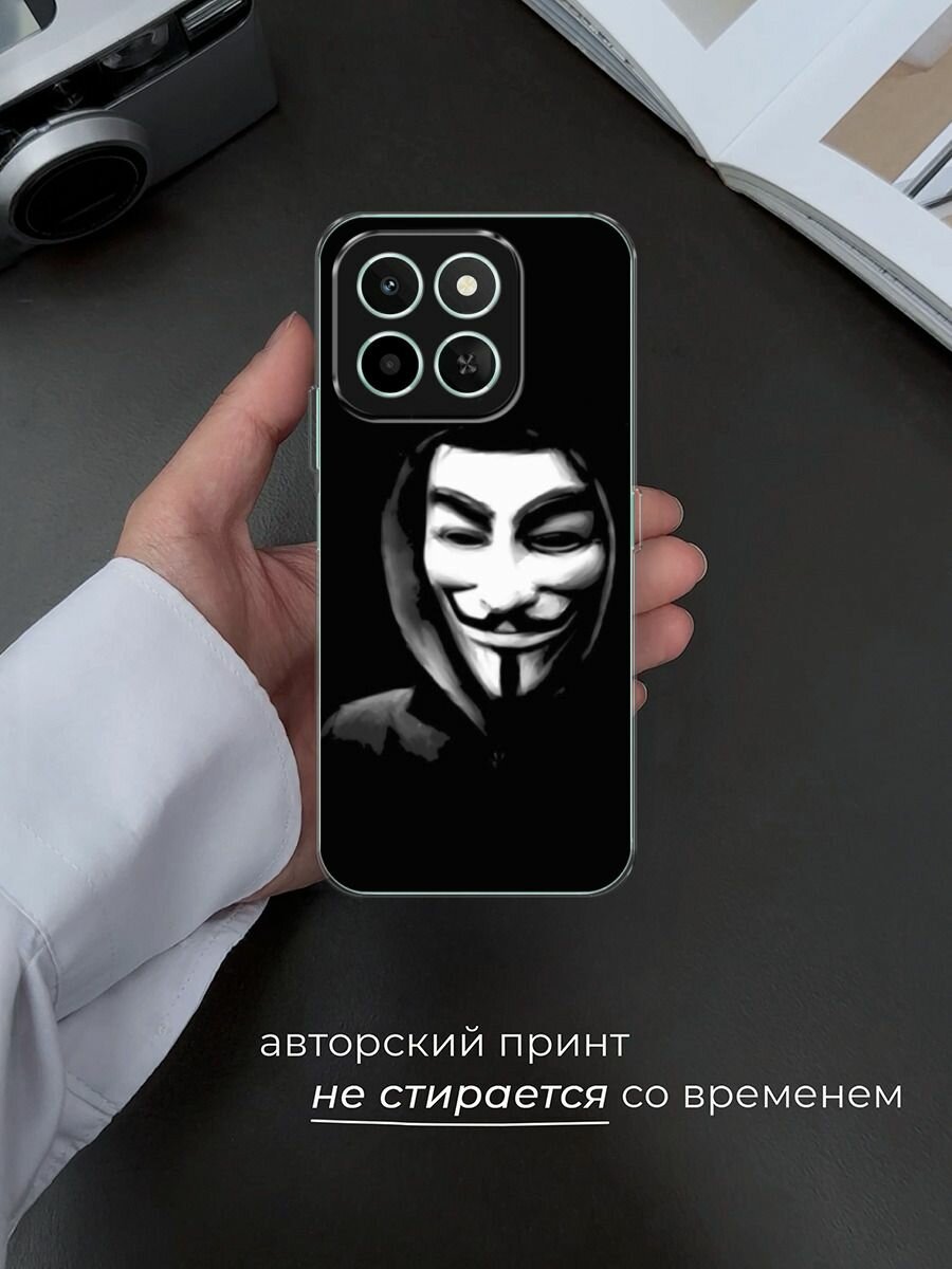 Силиконовый чехол на Honor X6c / Хонор X6c с принтом "Анонимус" — фото 1