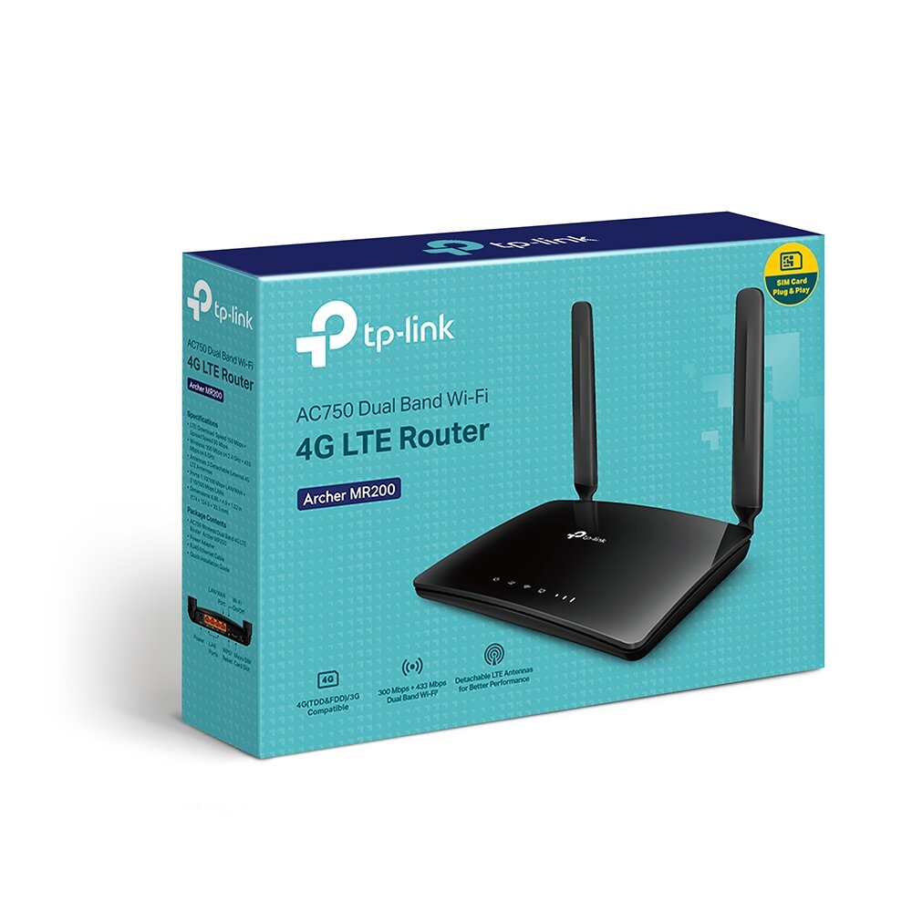 Wi-Fi 4G / поддержка sim-карты TP-Link Archer MR200 до скорости AC750 / OneMesh двухдиапазонный / Двухдиапазонный.