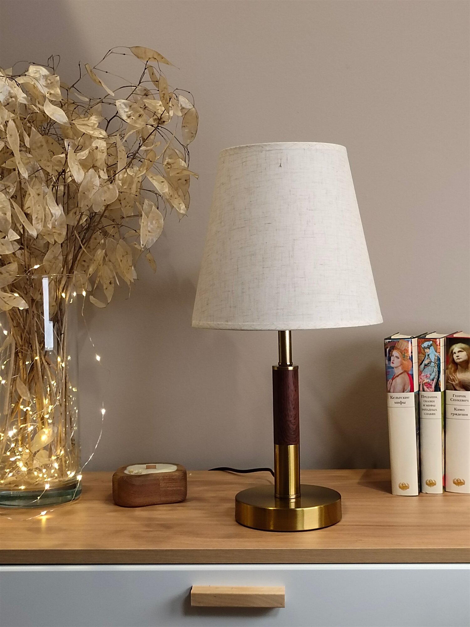 Лампа настольная декоративная T025, с текстильным абажуром, 1хЕ27х60 Вт