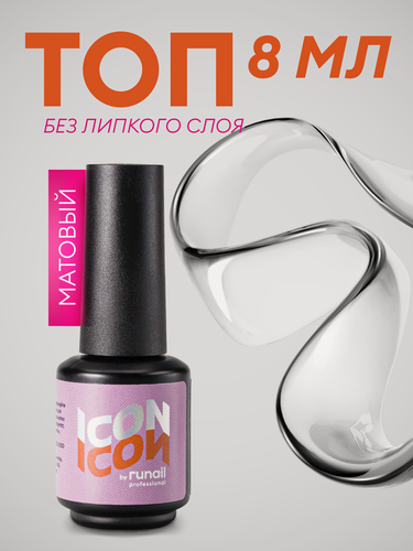Изображение товара Топ матовый без липкого слоя для ногтей ICON by runail professional, 8 мл №МП1003