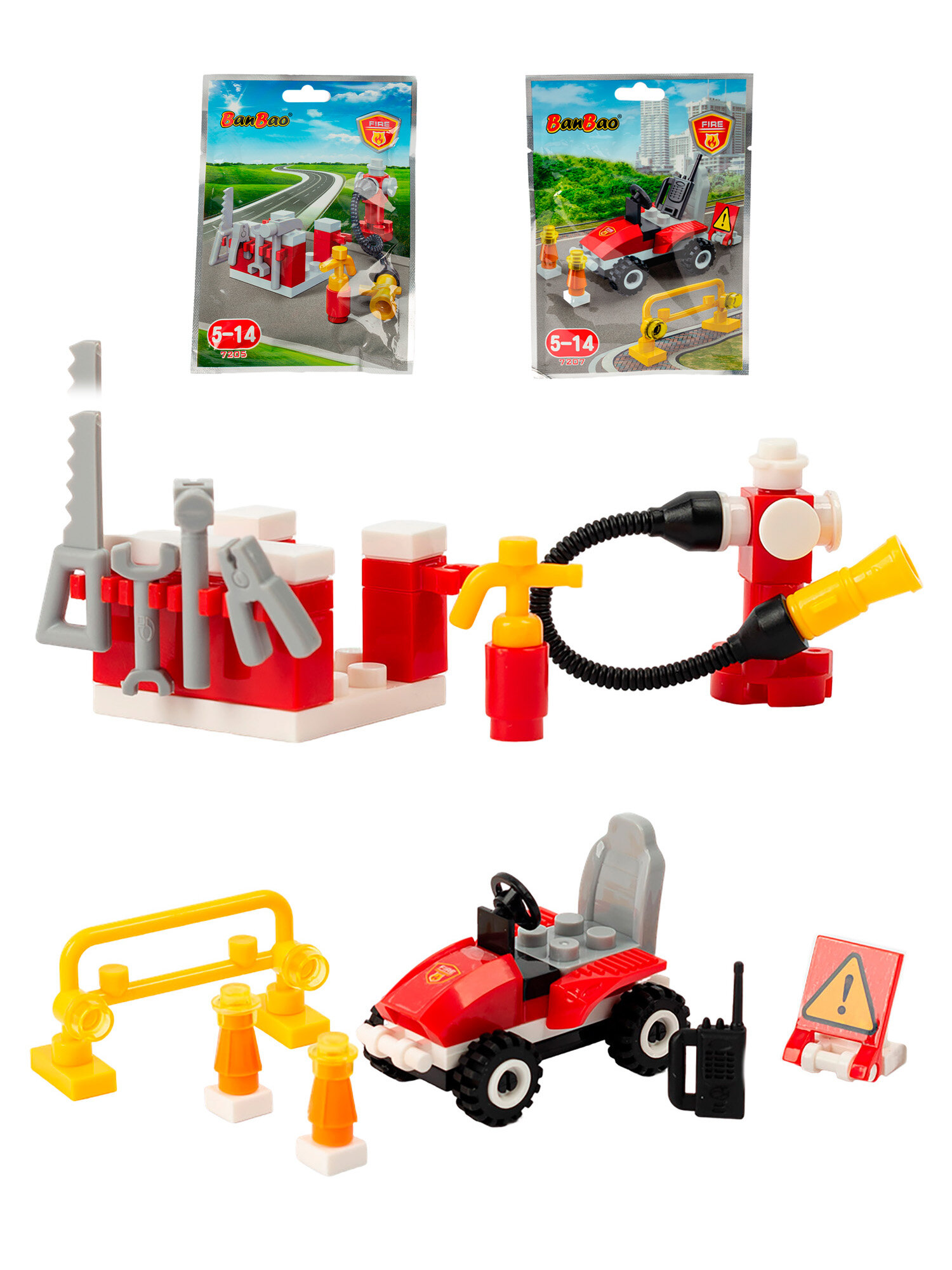 Конструктор BanBao Пожарный, 62 детали, для развития моторики и творческого мышления
