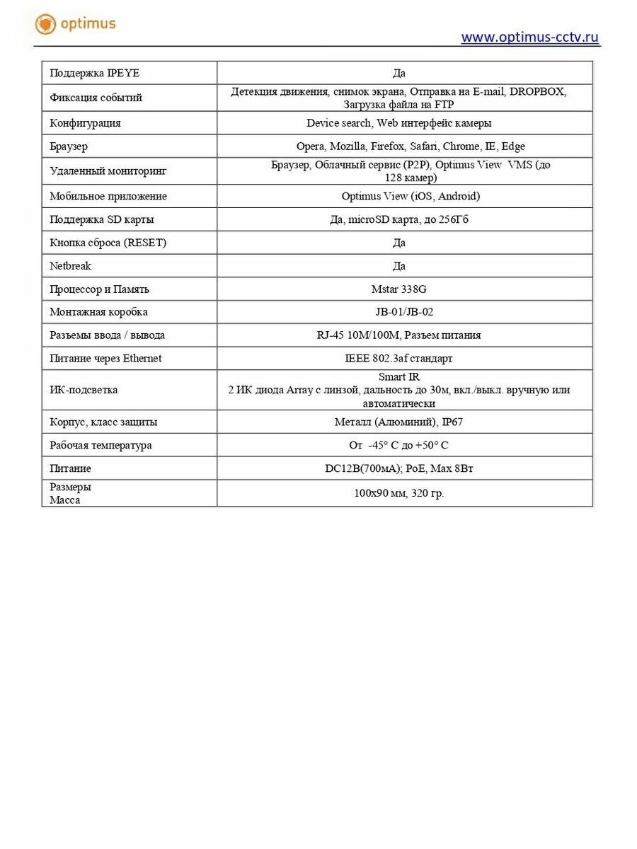Видеокамера Optimus Smart IP-P042.1(2.8)MD — фото 1