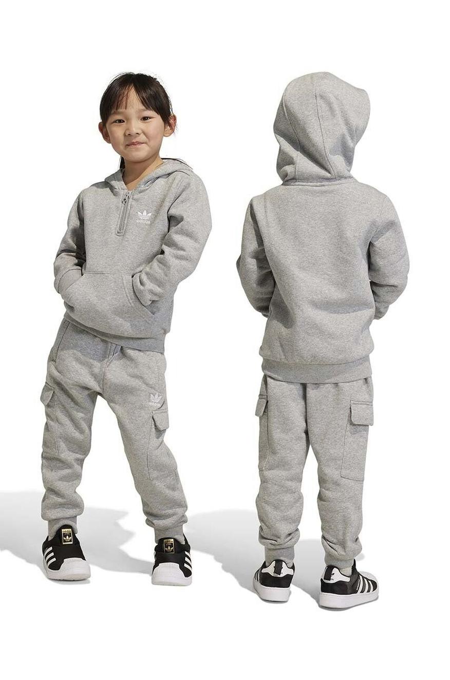 Худи спортивное adidas Originals Half-Zip Hoodie Cargo Pants Set, размер 5-6 лет, серый