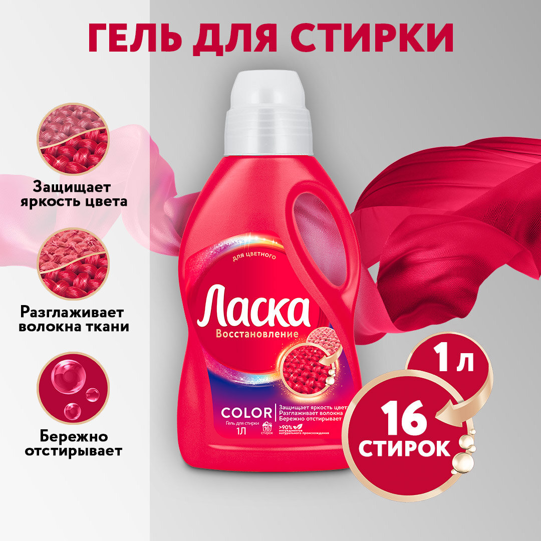Гель Ласка 3D Эффект восстановления цвета, 1 л, бутылка