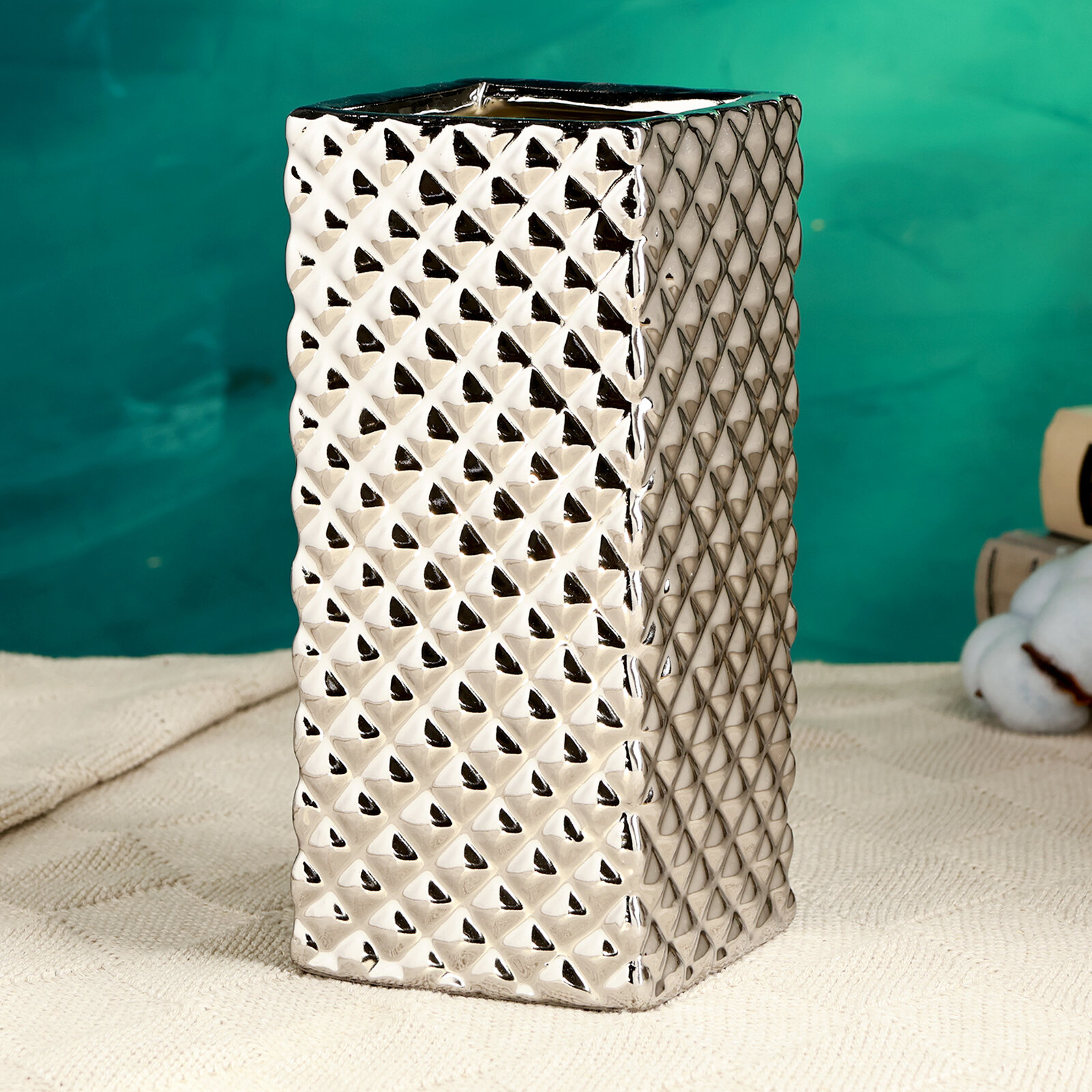 Ваза «Кристи» 9×19 см керамика серебро