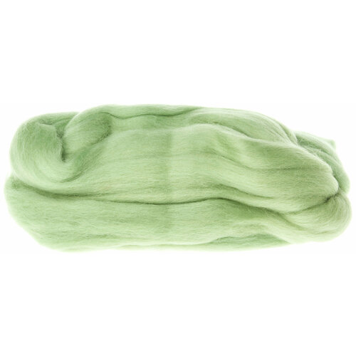 Шерсть для валяния полутонкая Камтекс фисташковый (189), лента гребенная, 100%шерсть, 50г, 1шт