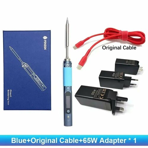 Паяльник Pine64 Pinecil BB2 65 Вт, Blue Cable Adapter, EU