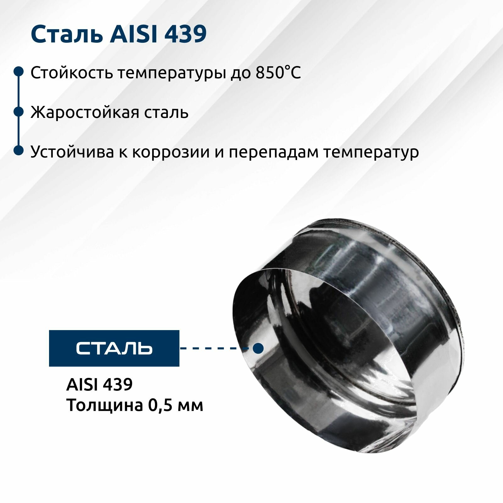Заглушка с к/от, ф 220, AISI 439/0,5мм, В, штуцер 3/4" — фото 1