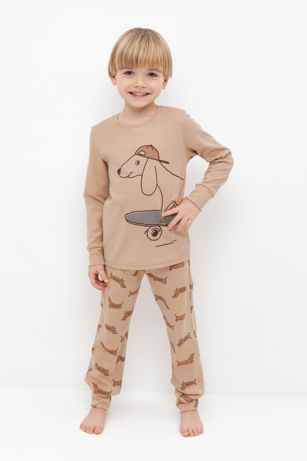 Пижама crockid К 1541/нежный бежевый,таксы, размер 68/134, бежевый