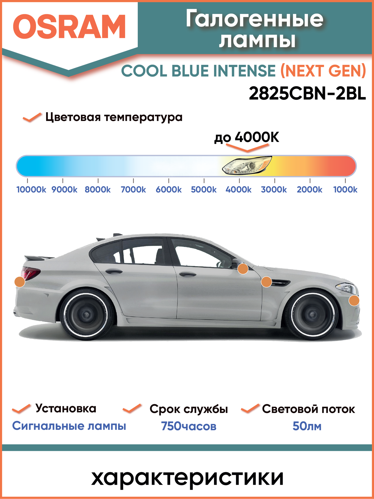 Лампа автомобильная COOL BLUE INTENSE Next Gen W5W 2825CBN-2BL — фото 1