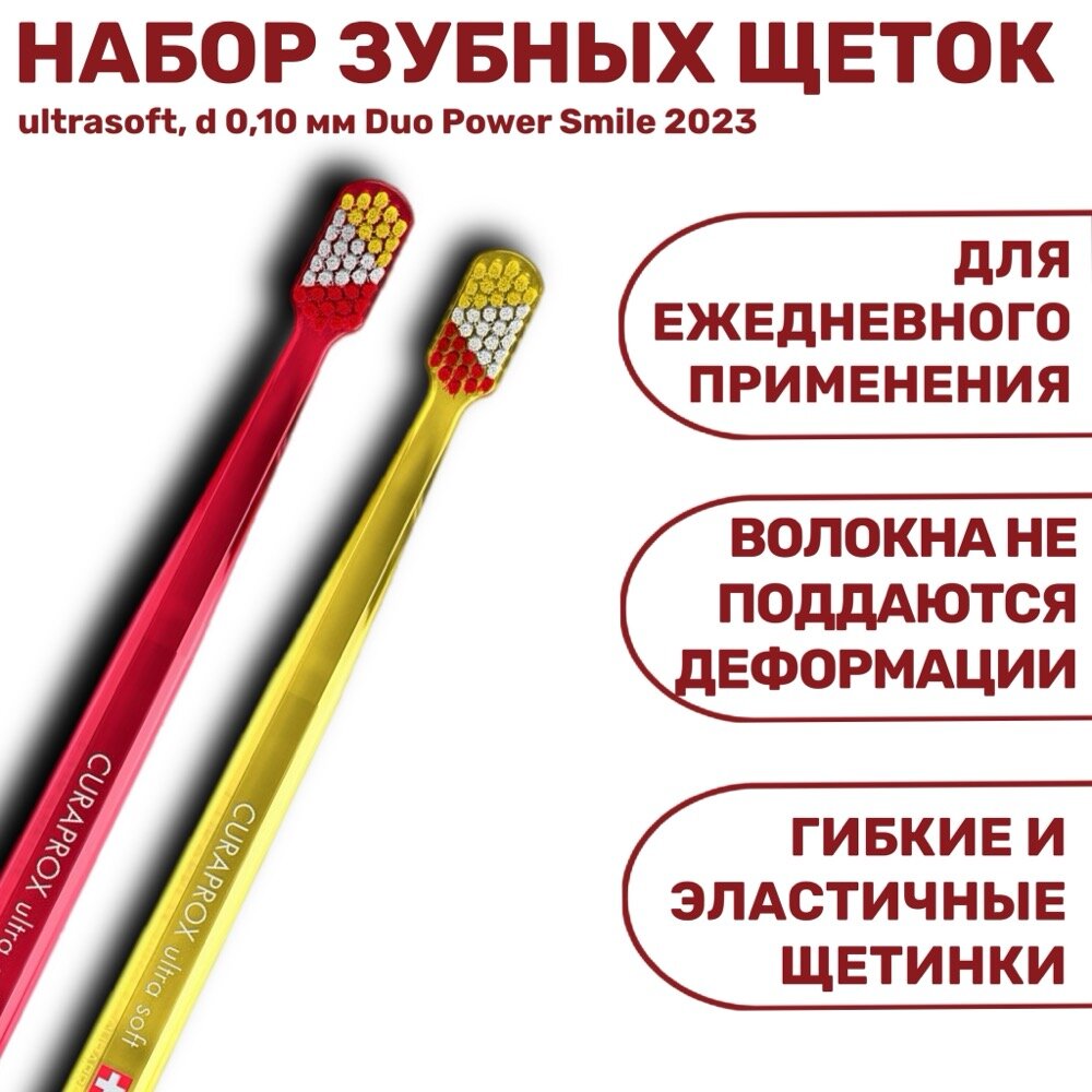 Изображение Набор зубных щеток ultrasoft d 0.10 мм 2 шт Duo Power Smile 2023