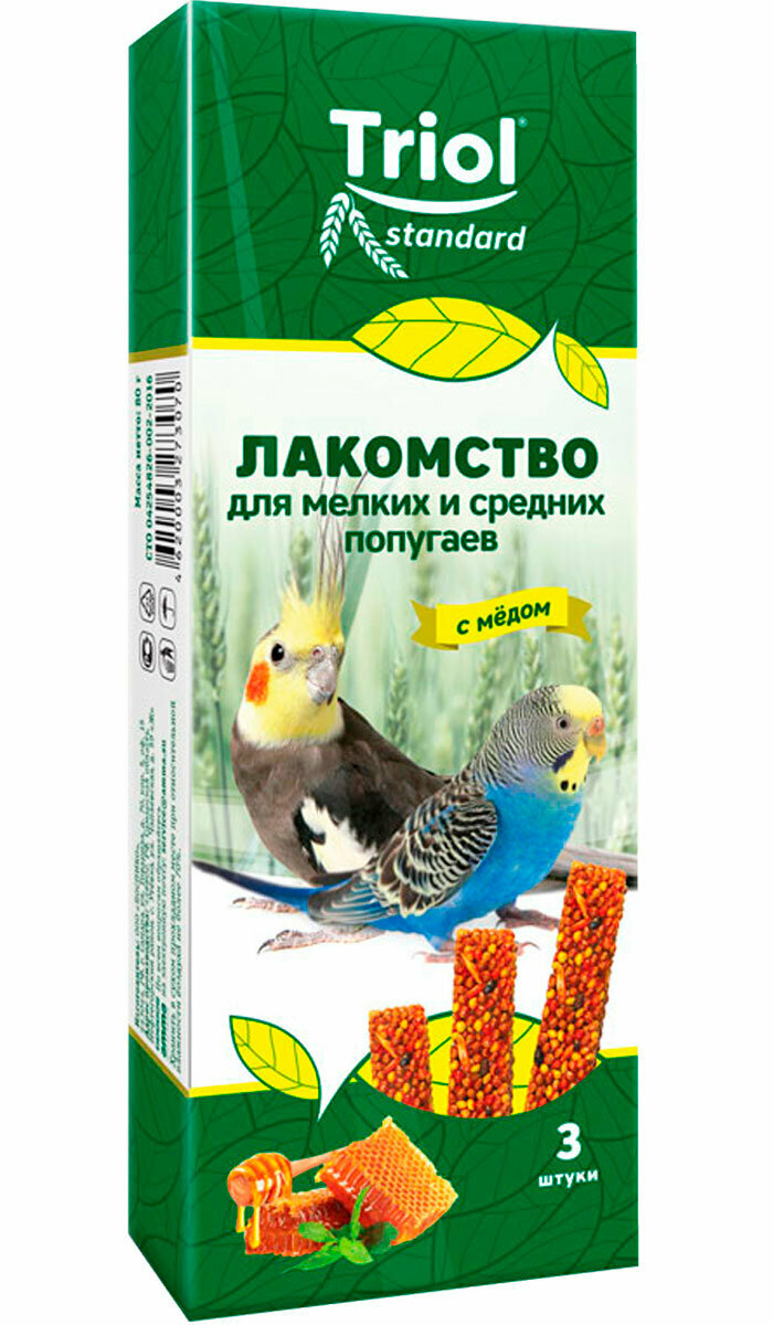TRIOL STANDARD лакомство для мелких и средних попугаев с медом (3 шт)