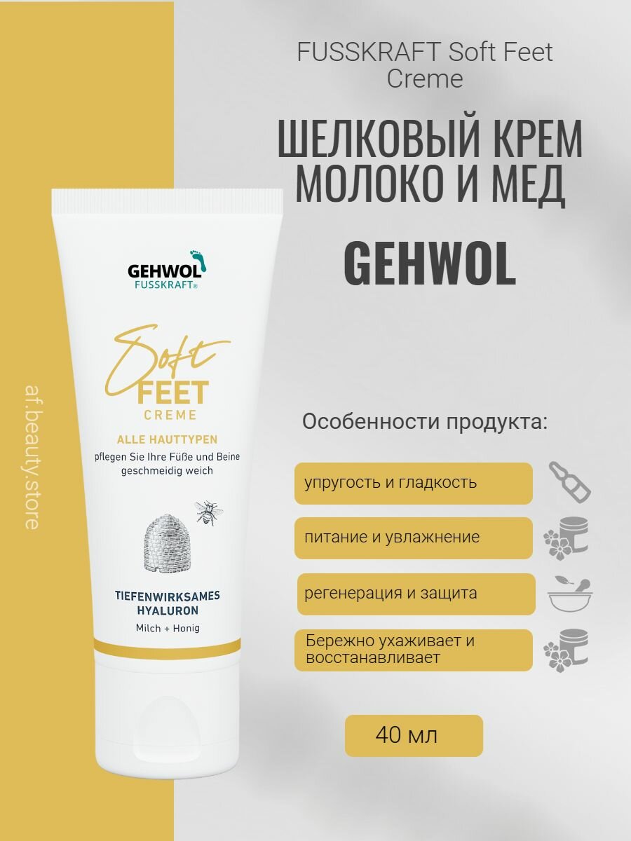 Gehwol Soft Feet Cream - Шелковый крем Молоко и мёд с гиалуроновой кислотой 40 мл