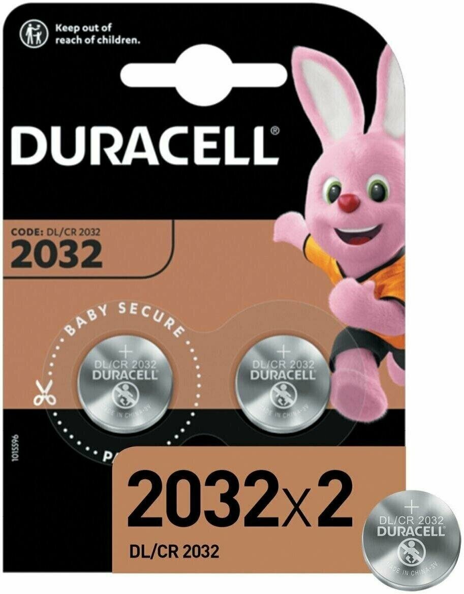Дисковая батарейка Duracell CR2032 Lithium Battery 3V BL2 , 2шт. в блистере.