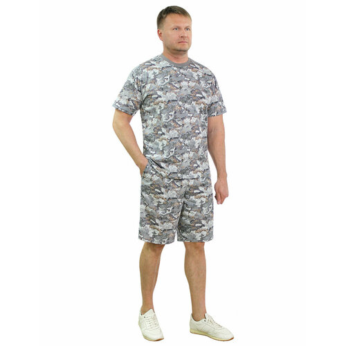 фото Комплект одежды компания бвр трикотажный с шортами летний камуфляж, размер 60-62, серый, хаки, мультиколор