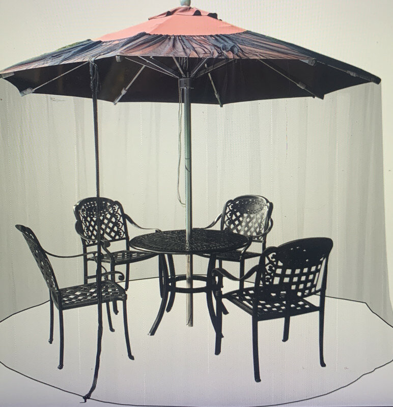 Москитная сетка на садовый зонт диаметр 300 см, высота 250 см, на молнии