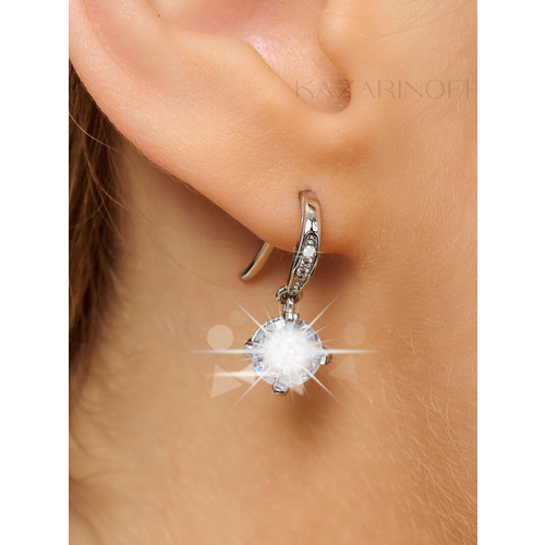 Серьги KAZARINOFF, кристаллы Swarovski, кристалл, размер 15 мм, белый, бесцветный