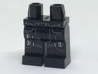 Hips and Legs with Two Straps on Right Leg, One Strap on Left Leg and Dark Bluish Gray Lines Pattern, 970c00pb0672 Black U