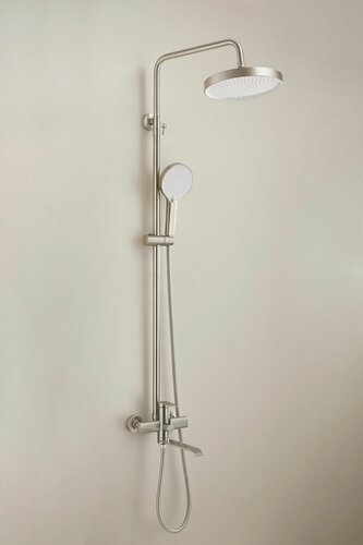 Изображение товара Душевой комплект с тропическим душем и смесителем, сатин нержавеющая сталь Belz B24812-1