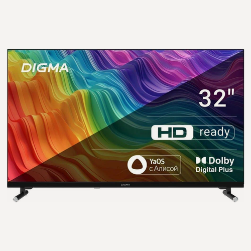 Изображение товара ЖК-телевизор Digma DM-LED32SBB33 диагональ 32", FULL HD, черный, смарт ТВ, YaOS, разрешение 1920 x 1080, LED