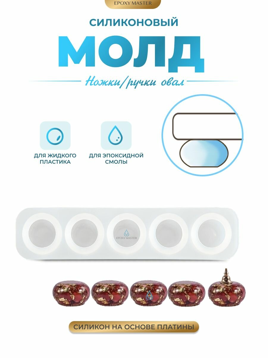 Силиконовый молд для эпоксидной смолы EPOXYMASTER Ножки/ручки овал 21,5х5см