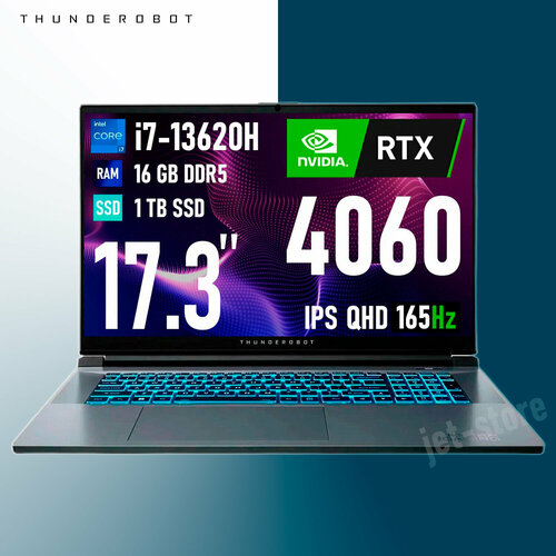 Ноутбук игровой Thunderobot 911 PLUS 173 Core i7-13620H 16GB 1TB RTX 4060 Windows 11 Grey JB0BN700000JMQ7NA3MN 127796₽