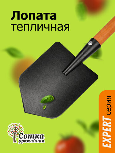 Изображение товара Лопата садовая "Урожайная сотка Эксперт" штыковая, тепличная с деревянной ручкой