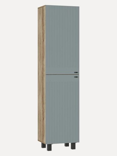 Изображение товара Распашной шкаф-пенал для одежды и хранения вещей Олива с полками, 50х37.2х201.5 см, Дуб Каньон / Шарли бриз