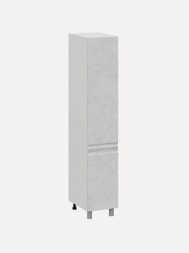 Изображение товара Кухонный модуль напольный, шкаф-пенал Велюр с полками, с доводчиками, 40х56.2х214 см, Белый / Бетон снежный