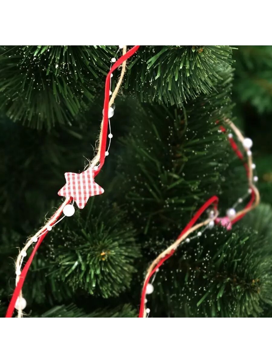 Декоративная гирлянда бусины и звезды 2 м 1 шт. / Веселуха