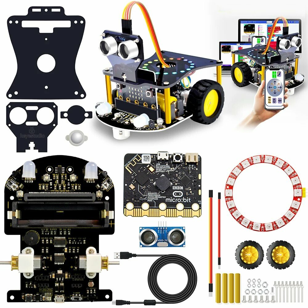 Keyestudio Microbit V2 робот-автомобиль, Without microbit V2 — фото 1