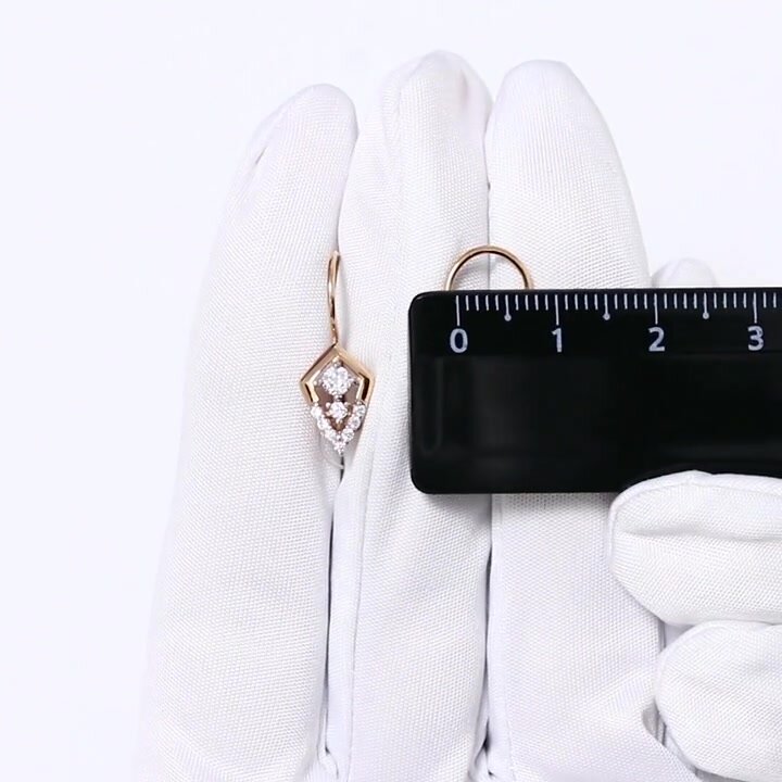 Серьги Diamant online, красное золото, 585 проба, фианит, длина 2 см, , прозрачный — фото 1