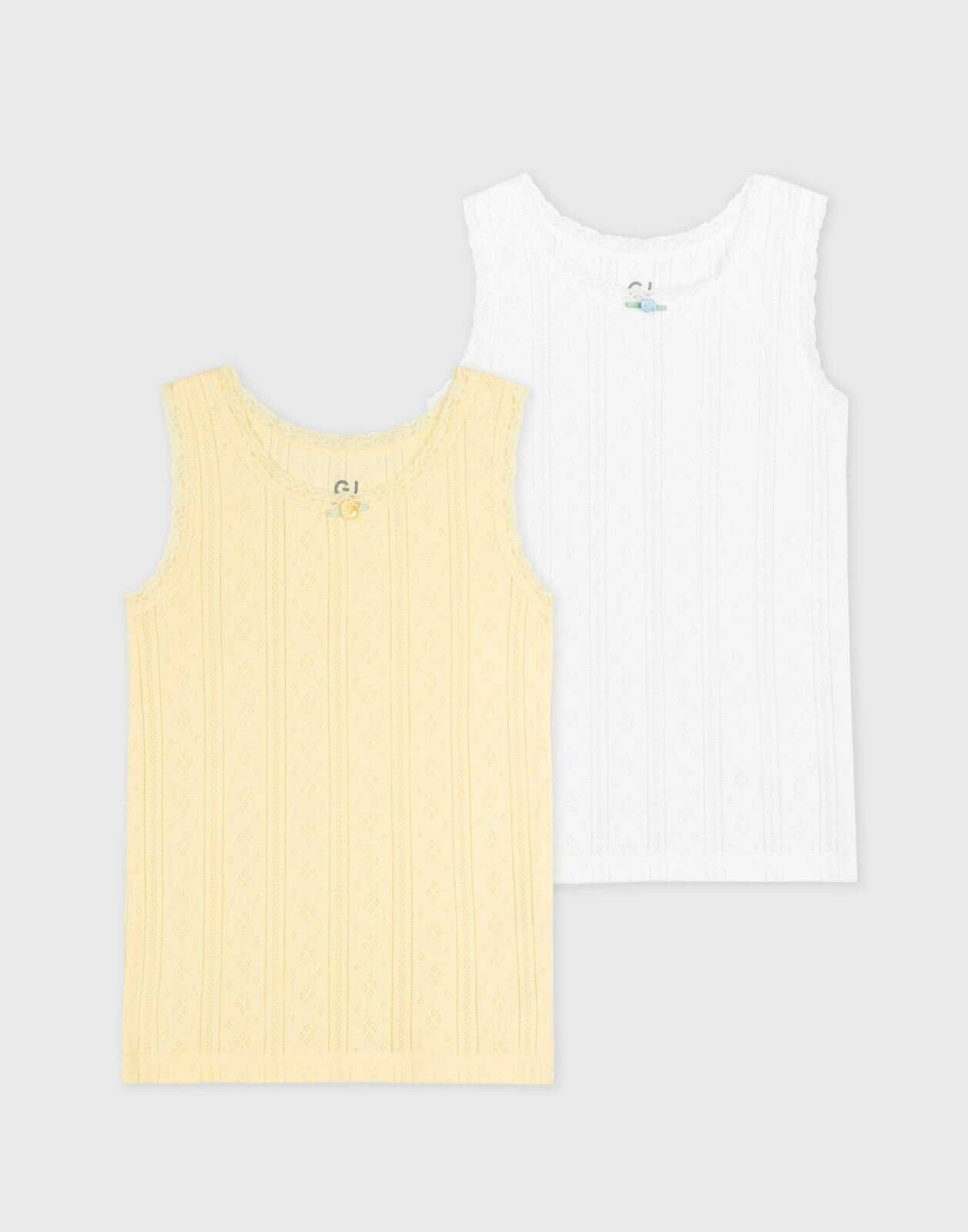 Майка Gloria Jeans, 2 шт., размер 12-24мес/86-92, белый/желтый