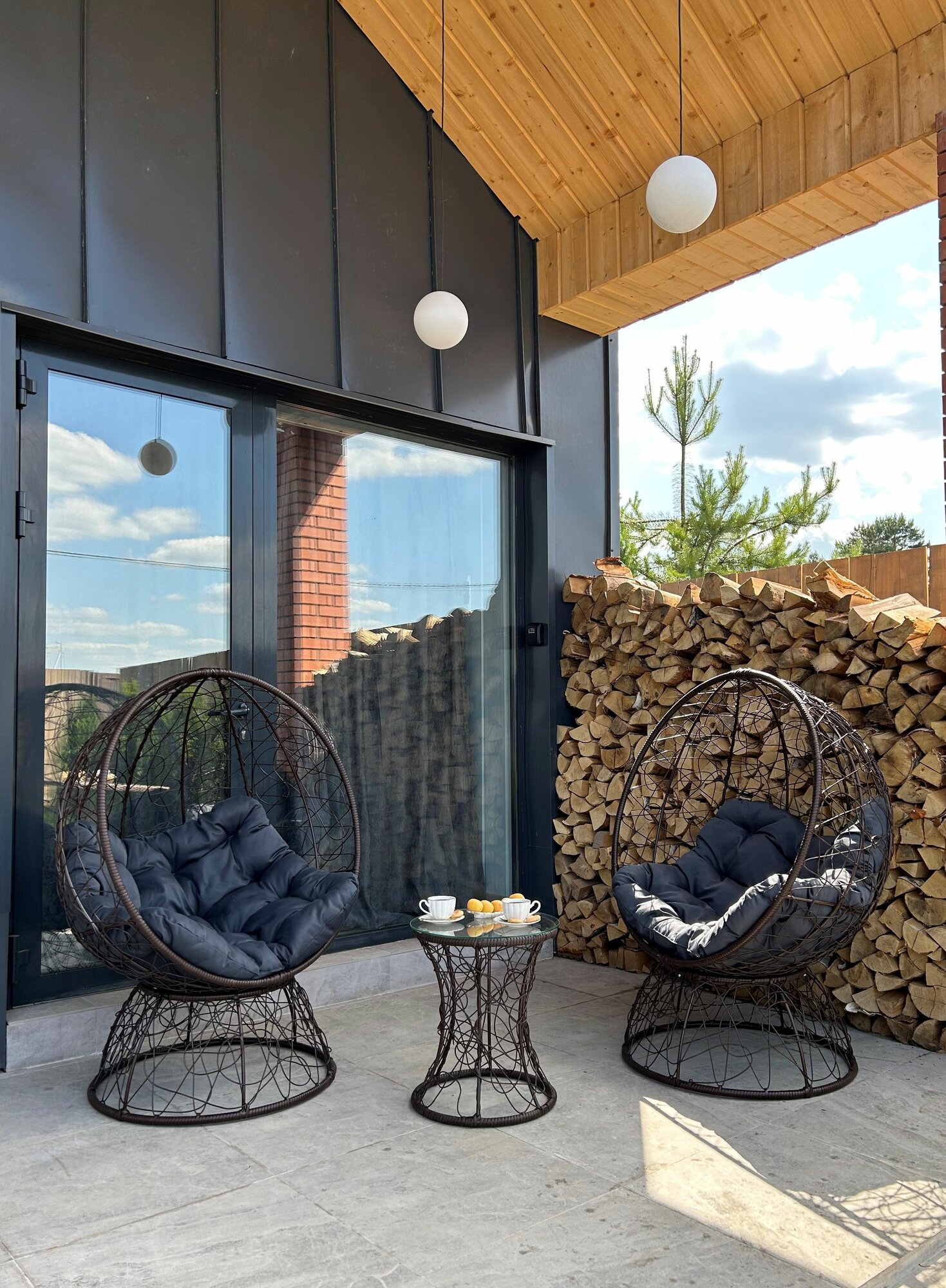 Набор садовый ореон коричневый 2 кресла столик 2 подушки (темно-серый полиэстер)