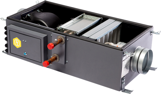 Канальная установка с водяным нагревом Minibox. W-1050-1/23kW/G4 Zentec