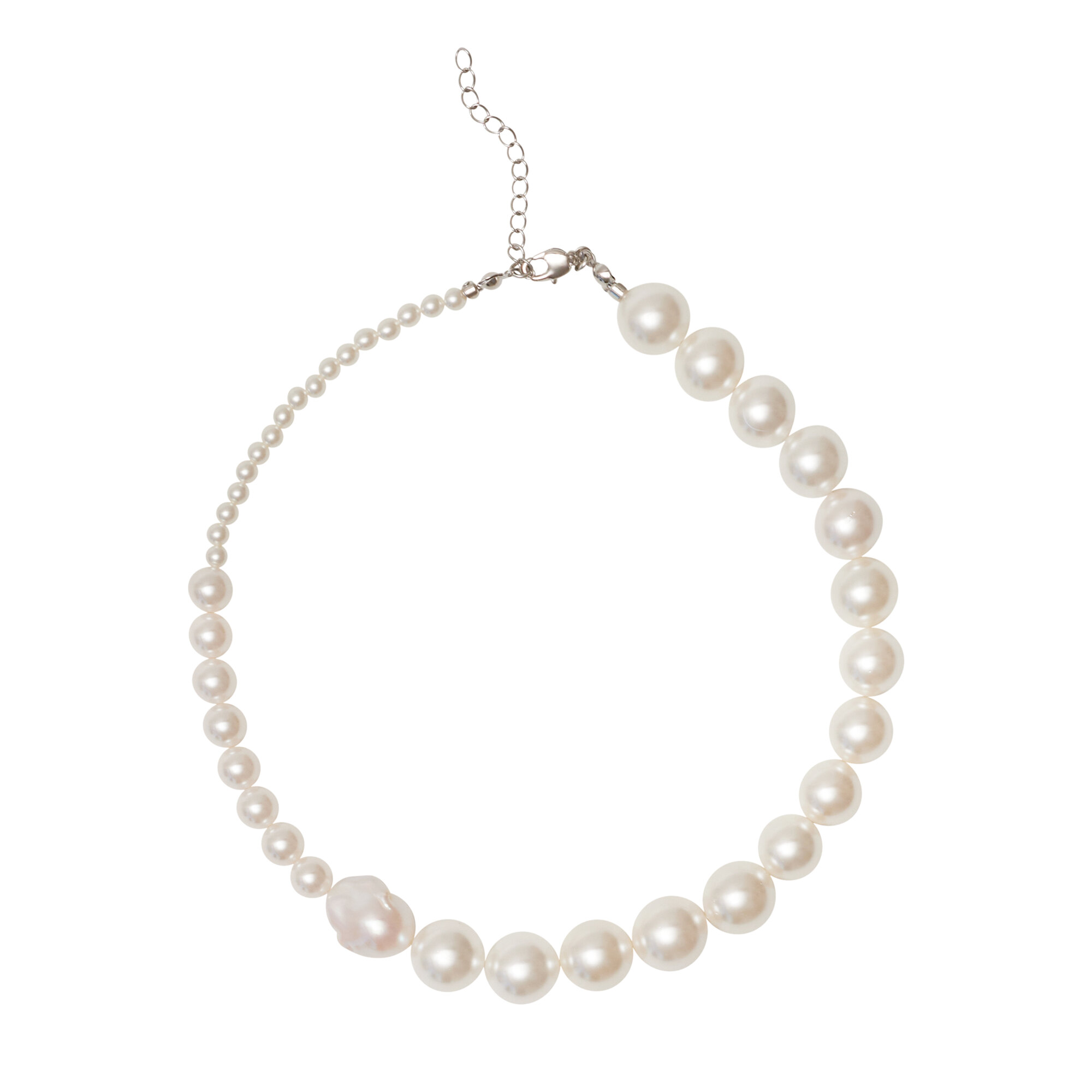 Колье VERUSCHKA JEWELRY, жемчуг барочный, длина 36 см, белый