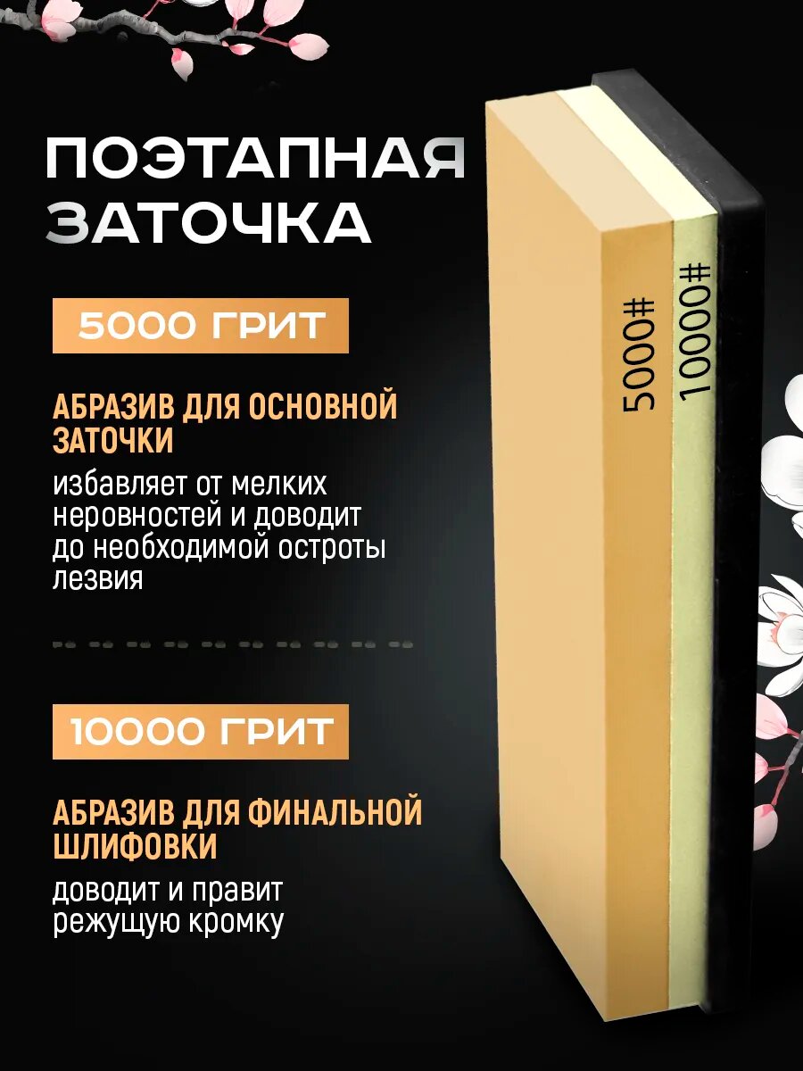 Изображение Точильный камень для ножей и ножниц / камень для заточки ножей водный брусок 5000/10000 грит Conflate