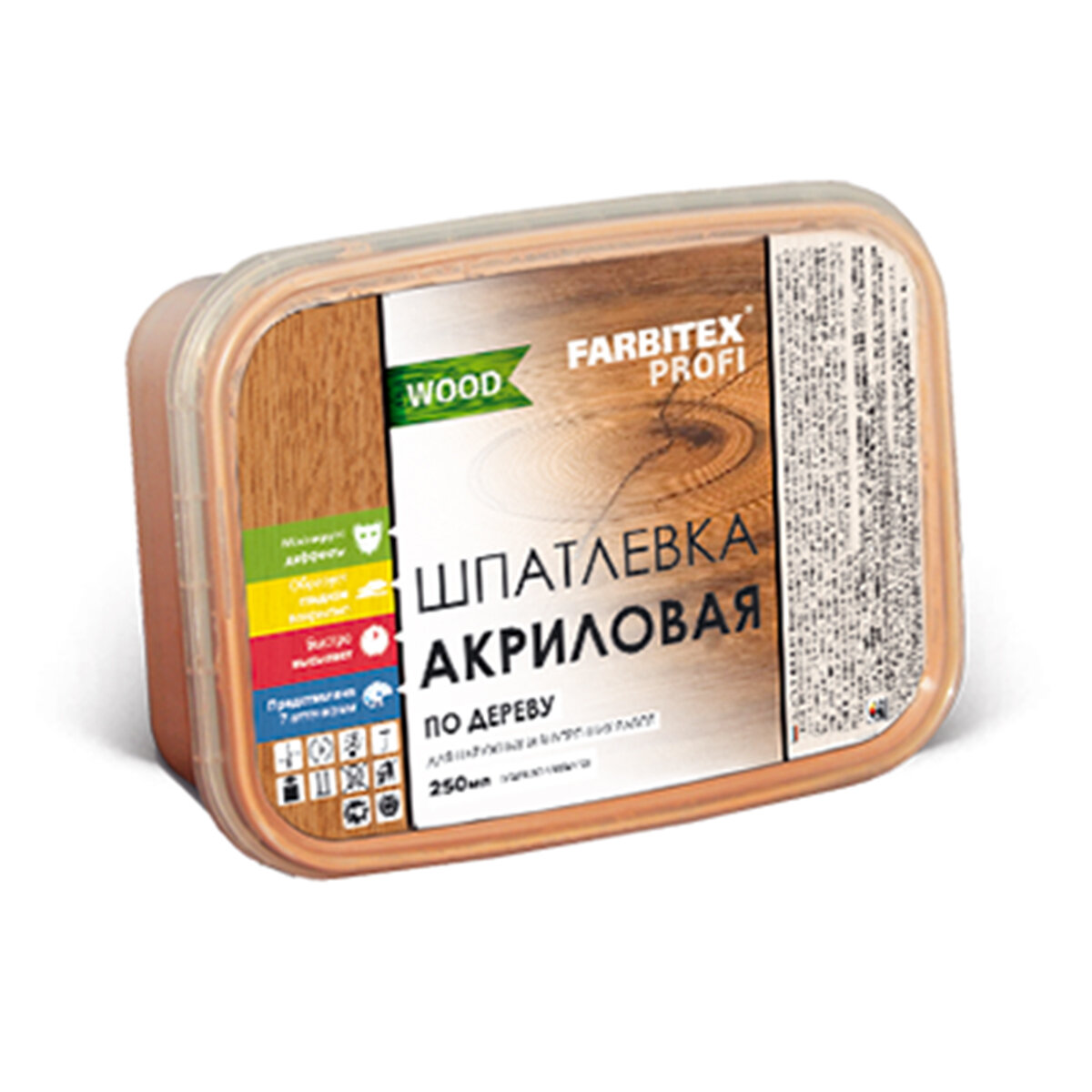 Шпатлевка по дереву Farbitex Profi Wood акриловая 025 л/04 кг венге