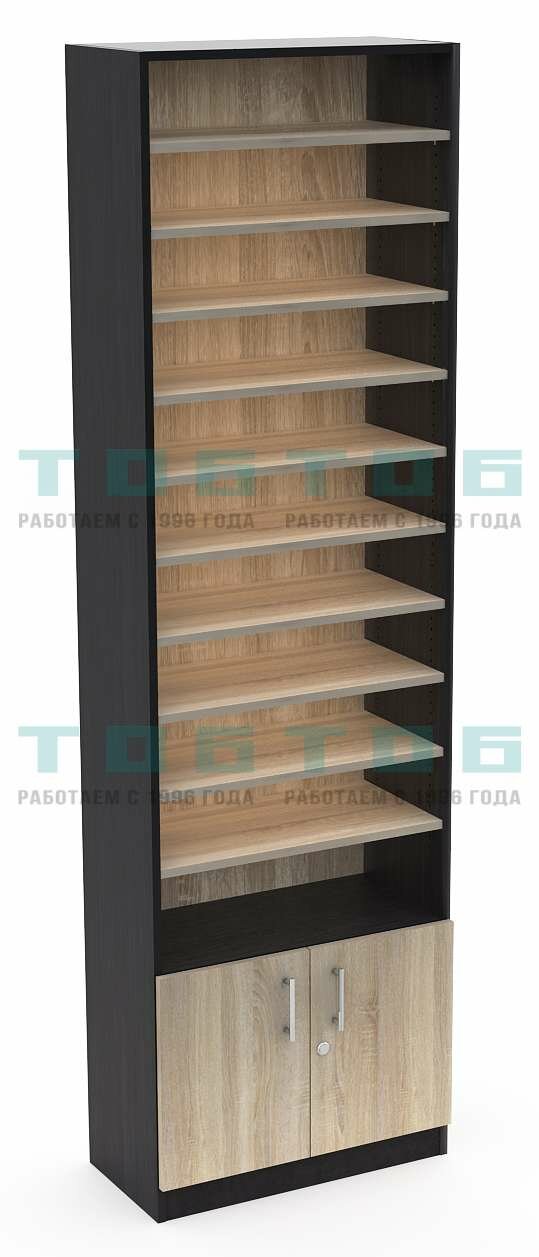 Стеллаж из ДСП с 10-ю полками 300x600 мм серии LEVEL-10 №5 (З/C - ДВП), Орех