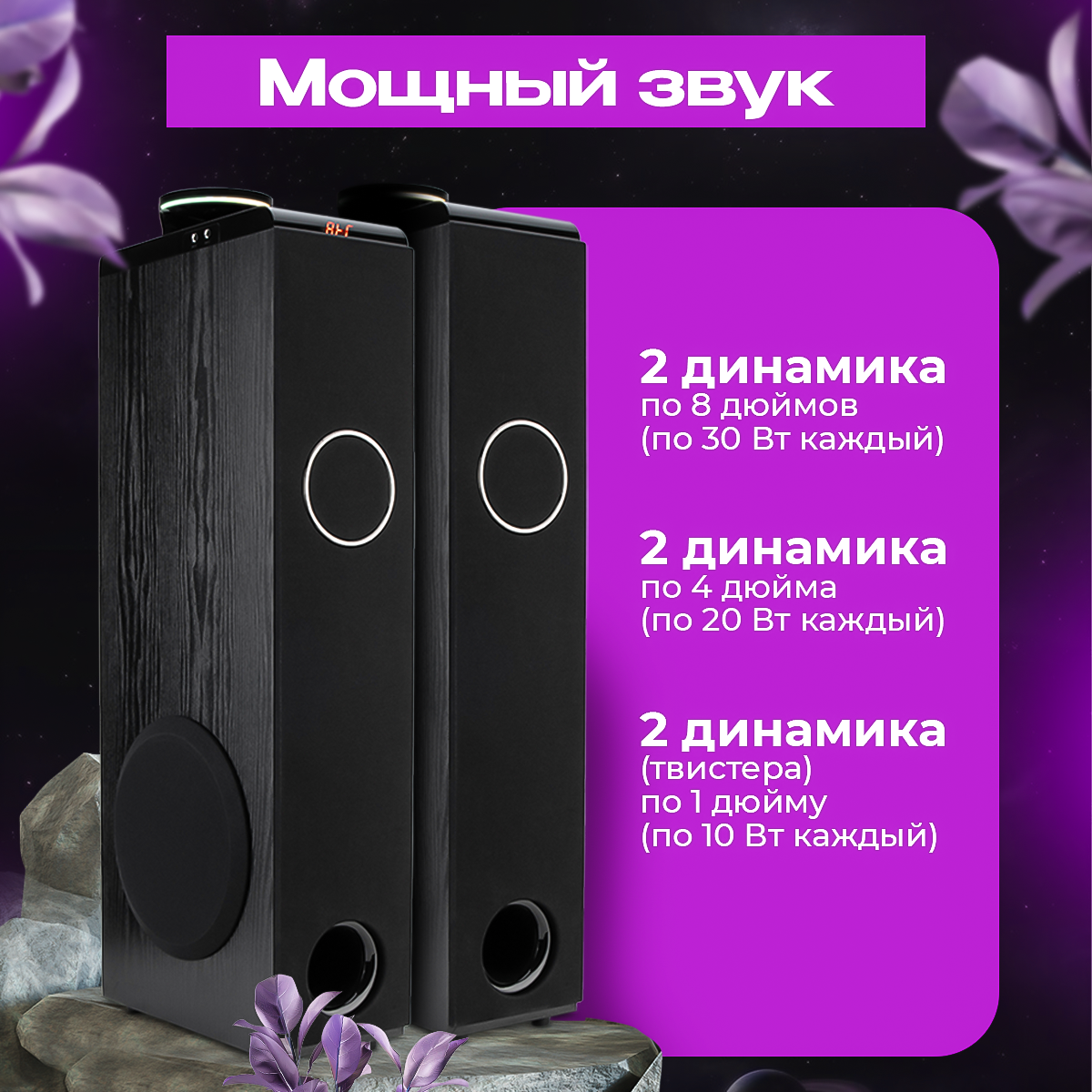 Акустические колонки ELTRONIC 30-51 стерео, 120В, FM радио (черные) — фото 1