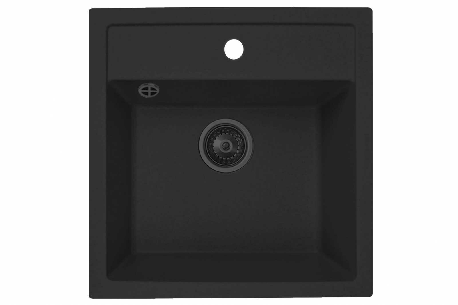 Мойка GR 515 BLACK GRAFIT черная каменная квадратная мойка, монтаж врезной, размер 515*510*190 мм