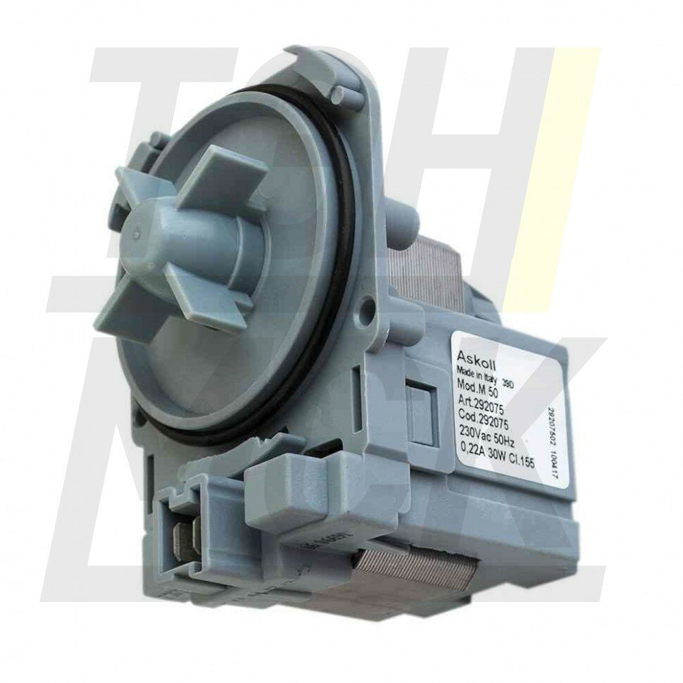 Сливной насос (помпа) для стиральной машины Bosch, Candy, Siemens, Whirlpool, Askoll M50, 30W, 3 защёлки, Р002