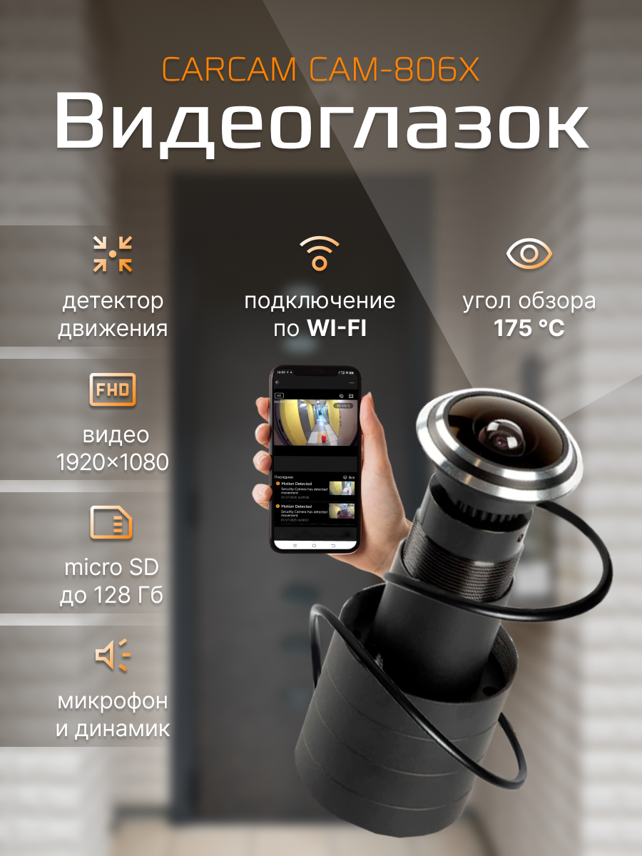 Видеоглазок CARCAM CAM-806X Wi-Fi