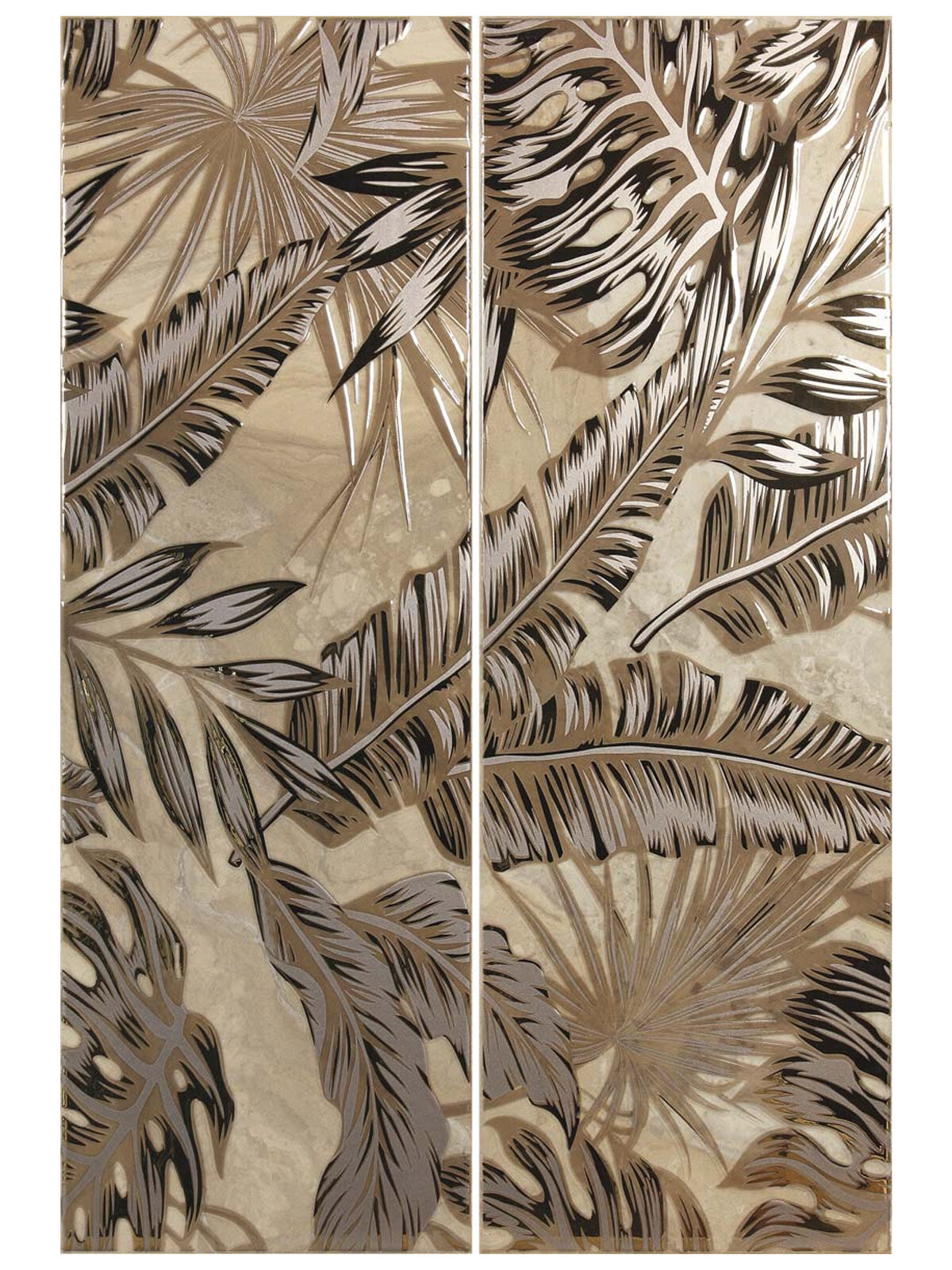 Декоративное панно из 2 плиток APE Rex Decor Cream 50x75 см, глянцевое, для стен, цена за комплект