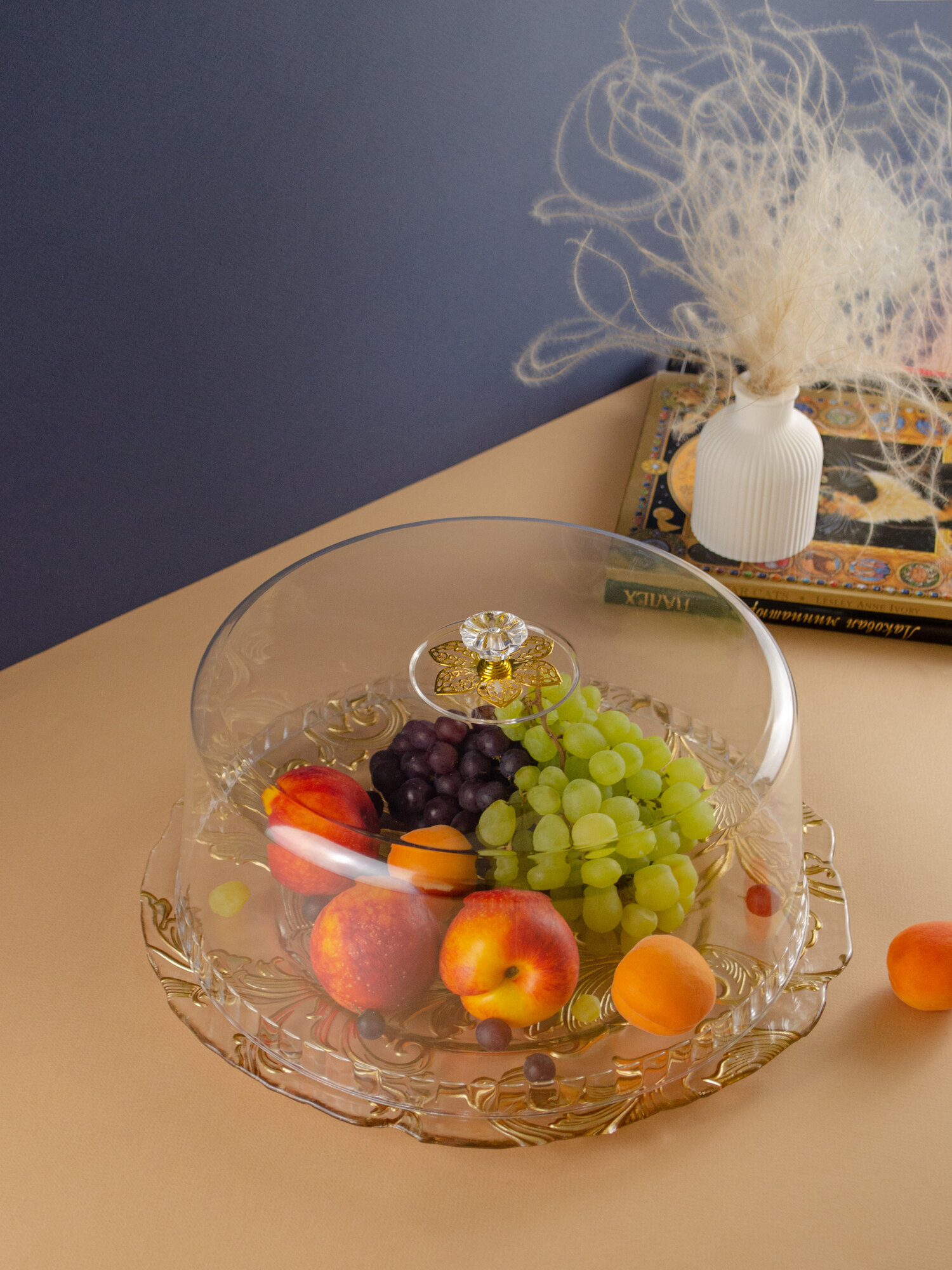 Крышка Nouvelle, с ручкой, прозрачная, пластик/нержавеющая сталь, 30x30 см — фото 1