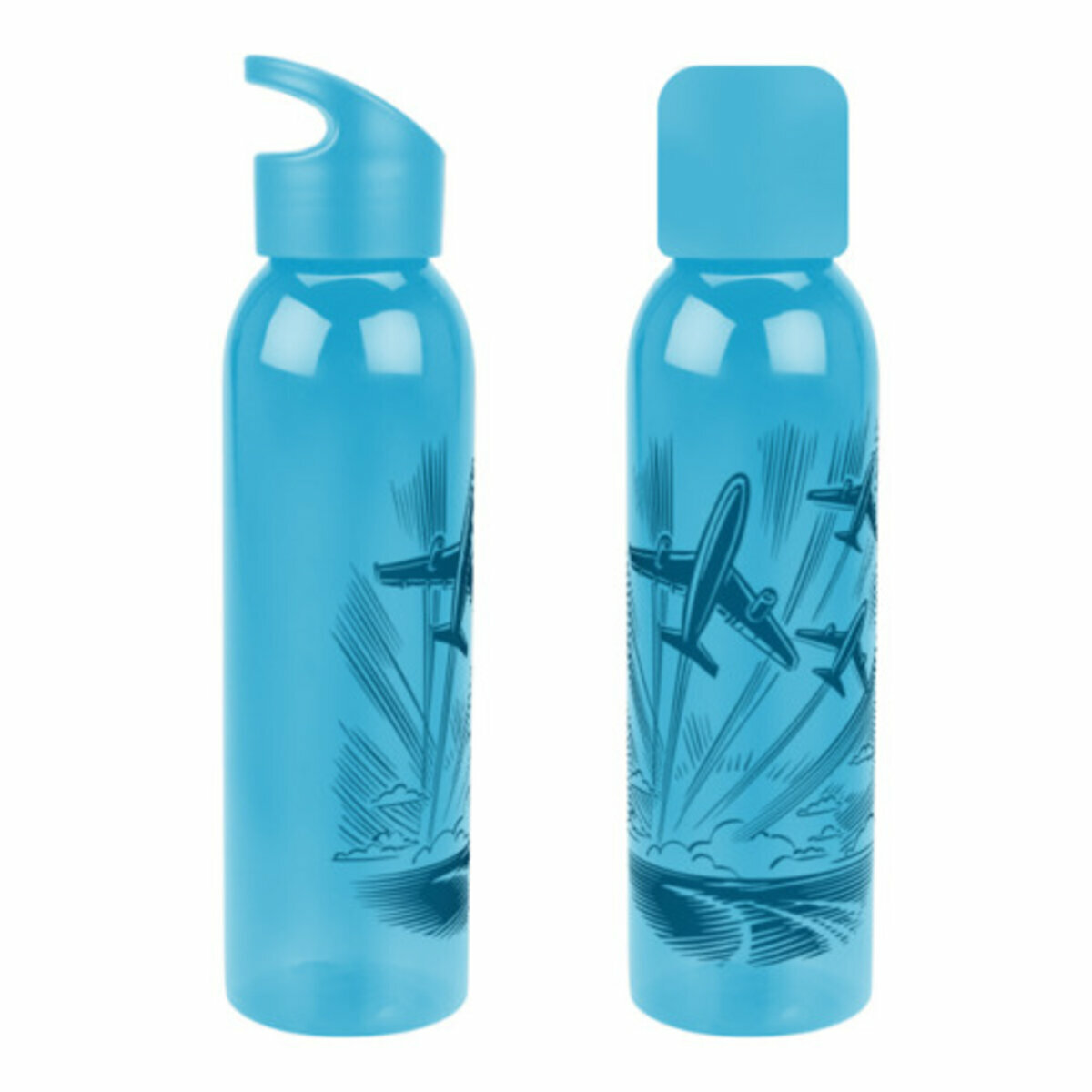 Бутылка для воды «Самолеты в небе. Подарок пилоту, летчику» (голубой)